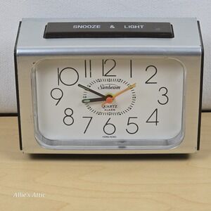 70s 80s Quartz Alarm Clock Glow Vintage Retro Analog Small Travel Bedside Works